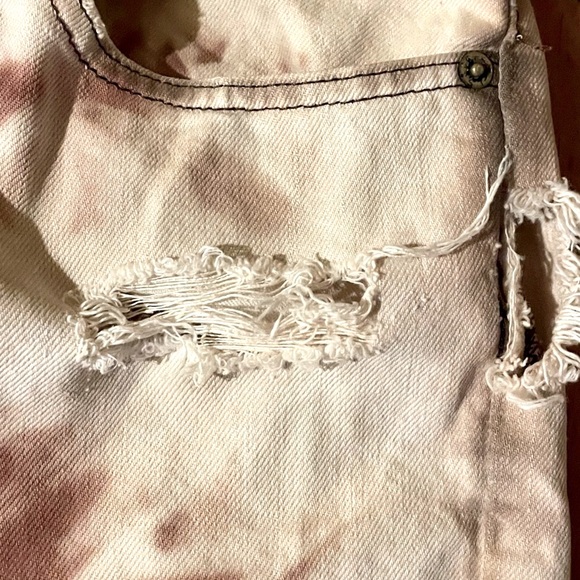 Levi’s 511 Cream & Rust Color Custom Jeans With Distress & Hand dyed Technique - Picture 3 of 4